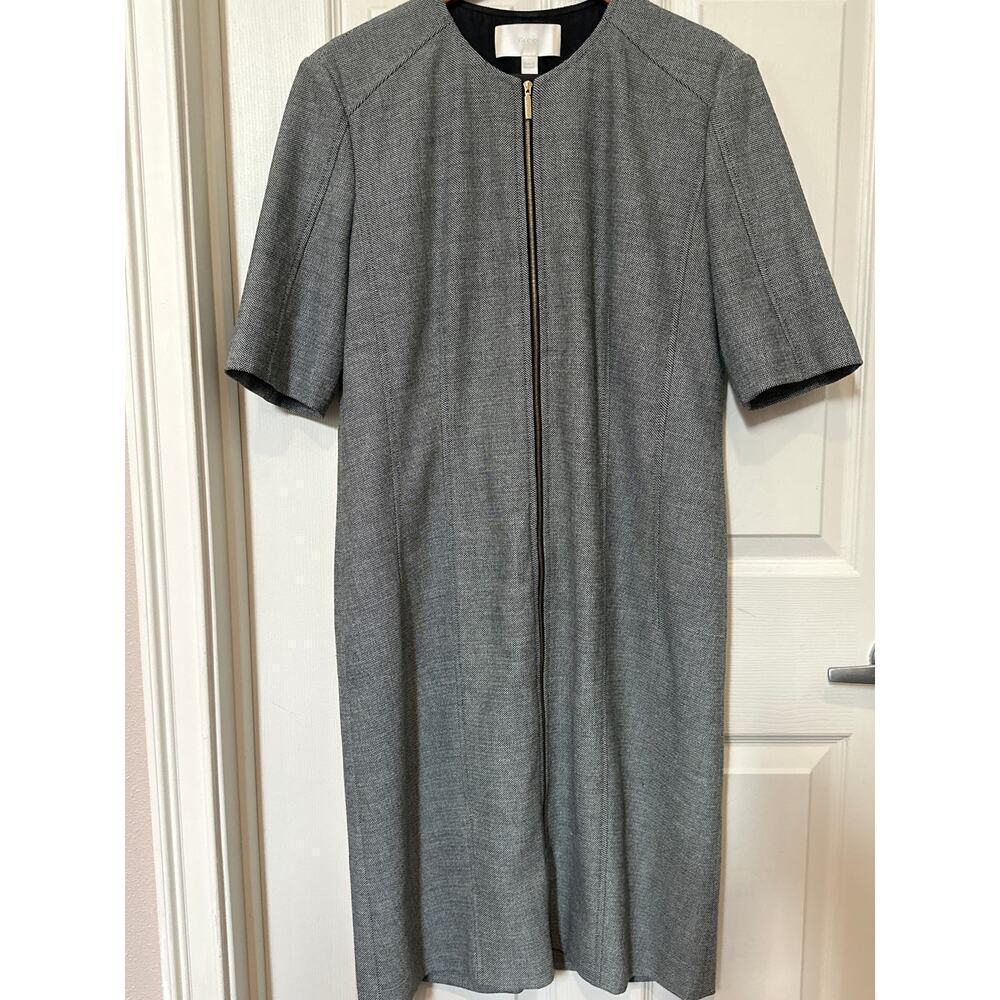 Women’s Hugo Boss Short Sleeve Full Zip Dress Gray Pinpoint Size 10